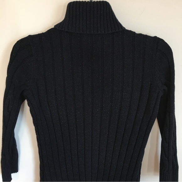 Studio Works Petite Black Turtle Neck Cable Knit Sweater - Picture 4 of 15